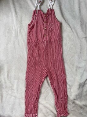 Zara Red and White Striped Kids Jumpsuit